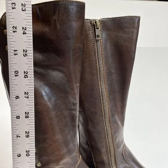 Born AMILA Tall Riding Boots Size 6.5 M Cognac Brown Brush Off Leather