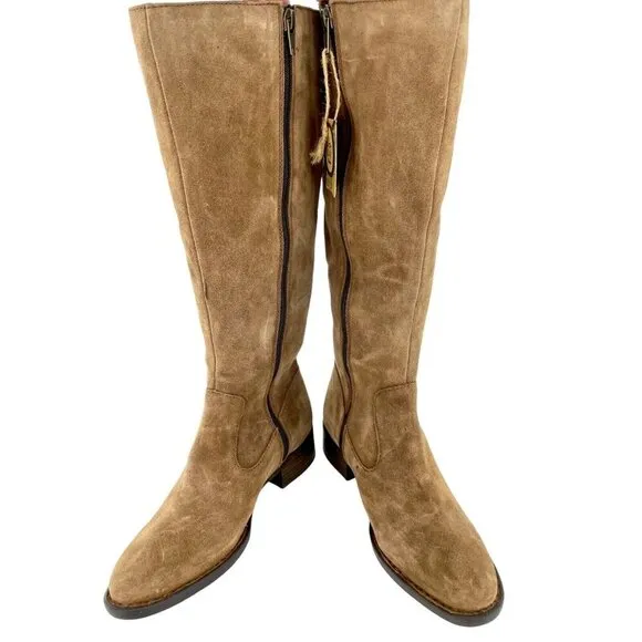Born Cotto Back Lace Up Riding Boots Brown Suede Leather SZ 6 Wide