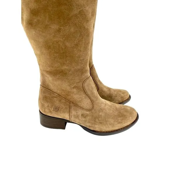 Born Cotto Back Lace Up Riding Boots Brown Suede Leather SZ 6 Wide