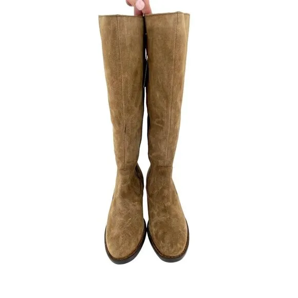 Born Cotto Back Lace Up Riding Boots Brown Suede Leather SZ 6 Wide