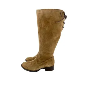 Born Cotto Back Lace Up Riding Boots Brown Suede Leather SZ 6 Wide