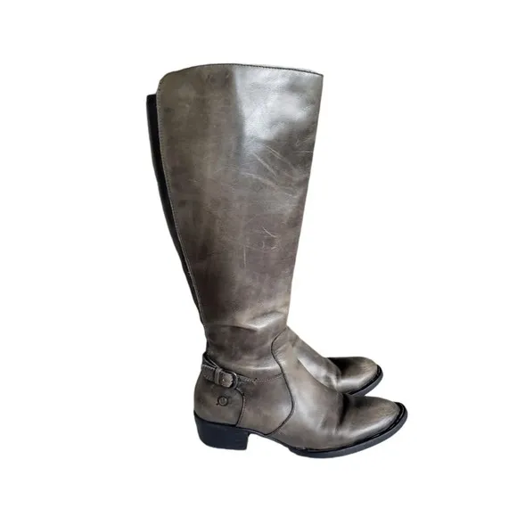 Born Distressed Leather Zip Tall Riding Boots D78691 Women's Size 6.5 M