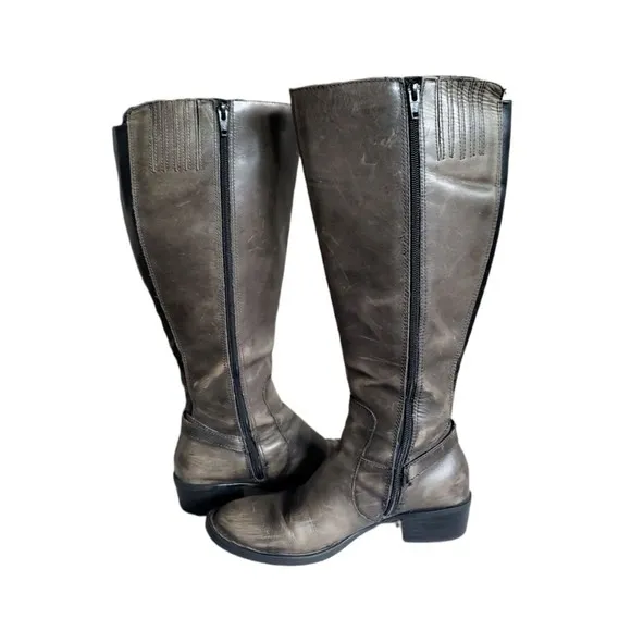 Born Distressed Leather Zip Tall Riding Boots D78691 Women's Size 6.5 M