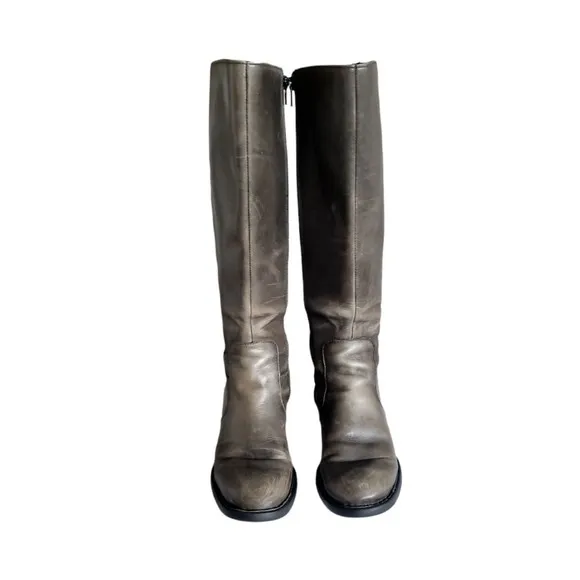 Born Distressed Leather Zip Tall Riding Boots D78691 Women's Size 6.5 M