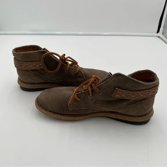 Born Leather BOHO Aztec Lace Up Moccasin Ankle Boots Booties Shoes Brown Size 7