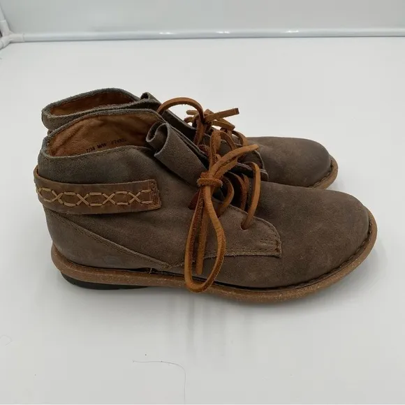 Born Leather BOHO Aztec Lace Up Moccasin Ankle Boots Booties Shoes Brown Size 7