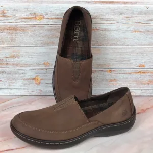 Born Lex Brown Slip-On Loafers Size 8