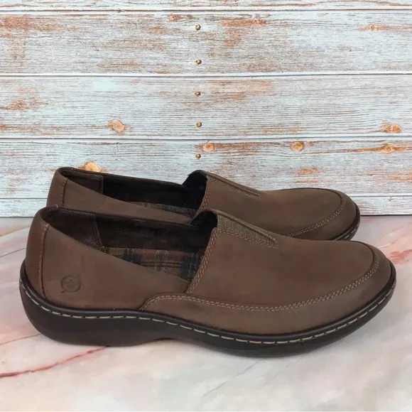 Born Lex Brown Slip-On Loafers Size 8