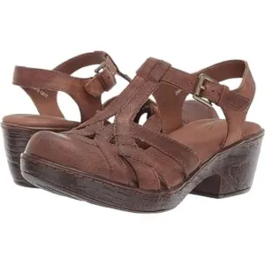 Born Persi Brown Leather Strappy Platform Shoes Sz 10