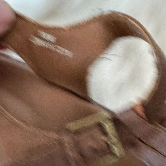 Born Persi Brown Leather Strappy Platform Shoes Sz 10
