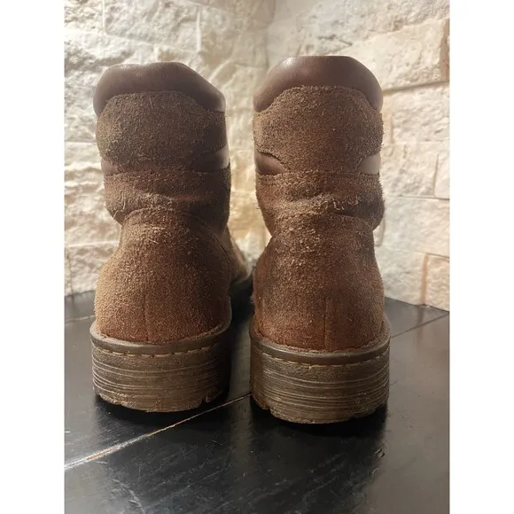 BORN STOCK BROWN STONE SUEDE Hiking Boots M2775 Size US 9.5/ 43 Red Laces