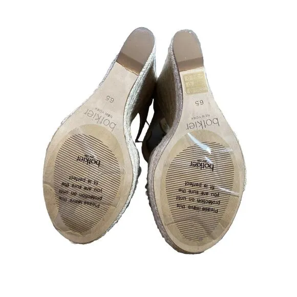 BOTKIER Women's Taupe Beige 1-1/2&quot; Platform Julian Wedge Shoes 6.5 M