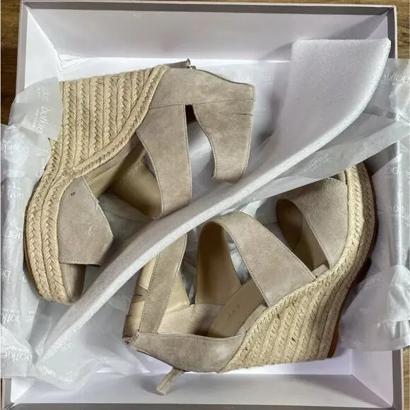 BOTKIER Women's Taupe Beige 1-1/2&quot; Platform Julian Wedge Shoes 6.5 M