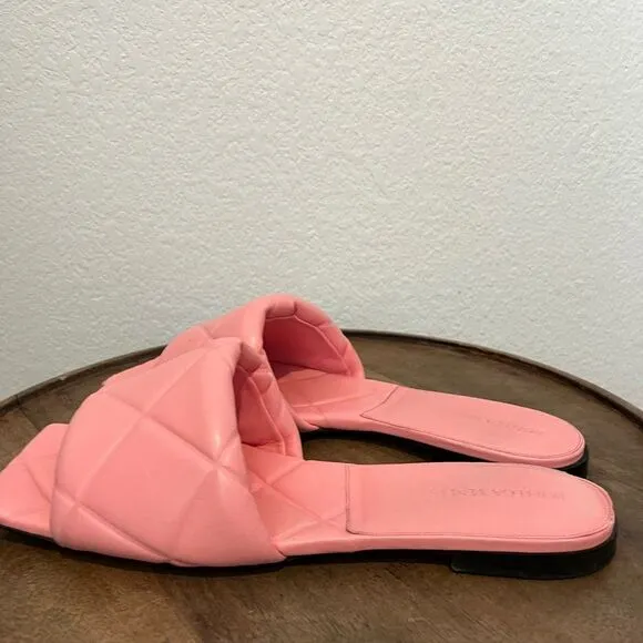 Bottega Veneta Pink Woven Quilted Leather Lido Flat Sandals Womens Size 42 US 12
