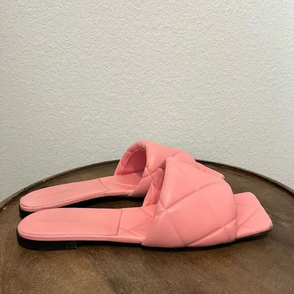 Bottega Veneta Pink Woven Quilted Leather Lido Flat Sandals Womens Size 42 US 12