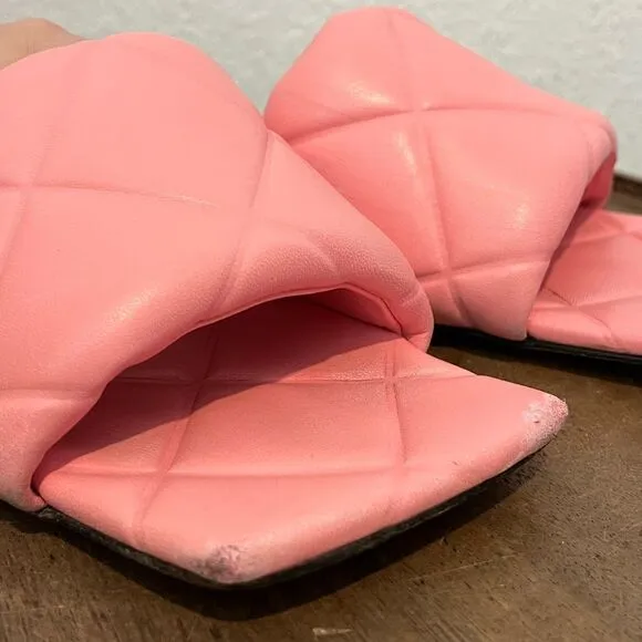 Bottega Veneta Pink Woven Quilted Leather Lido Flat Sandals Womens Size 42 US 12