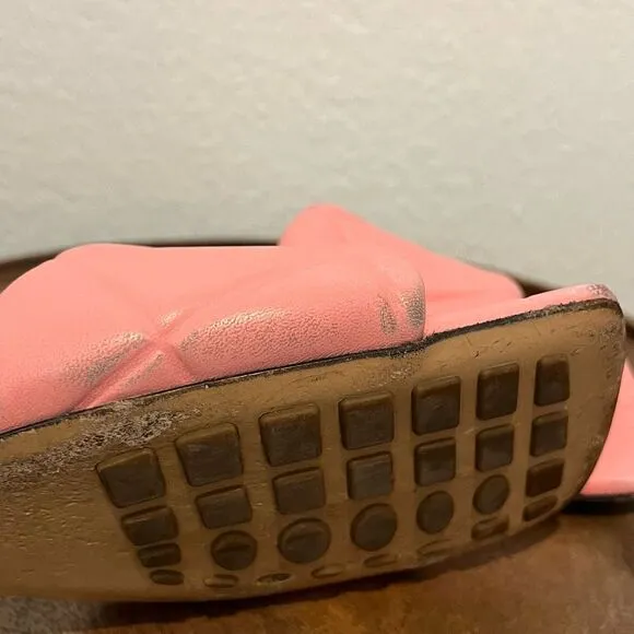 Bottega Veneta Pink Woven Quilted Leather Lido Flat Sandals Womens Size 42 US 12