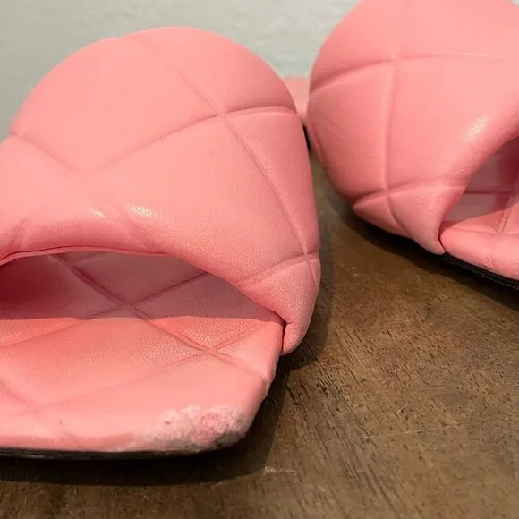 Bottega Veneta Pink Woven Quilted Leather Lido Flat Sandals Womens Size 42 US 12