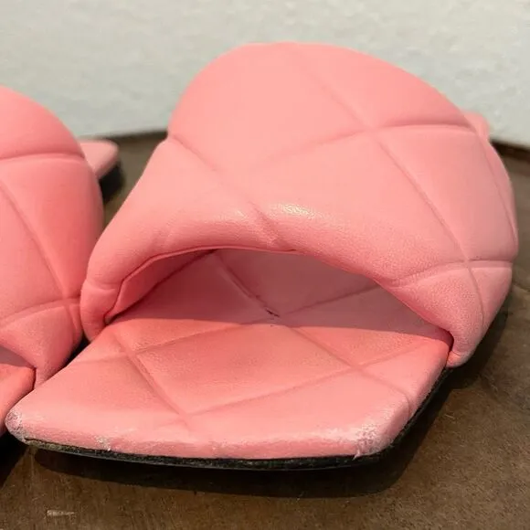 Bottega Veneta Pink Woven Quilted Leather Lido Flat Sandals Womens Size 42 US 12