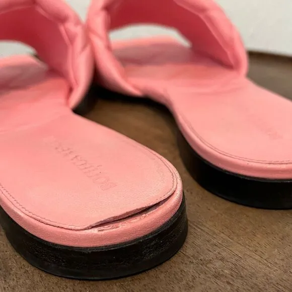 Bottega Veneta Pink Woven Quilted Leather Lido Flat Sandals Womens Size 42 US 12