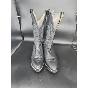 Boulet  Mens 11.5 D Black Cow hide Leather Cowboy Boots made in Canada