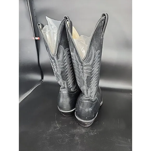 Boulet  Mens 11.5 D Black Cow hide Leather Cowboy Boots made in Canada