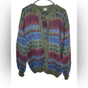 Boutique INCA Alpaca Wool Cardigan - Classic Handcrafted Peruvian Sweater (L)