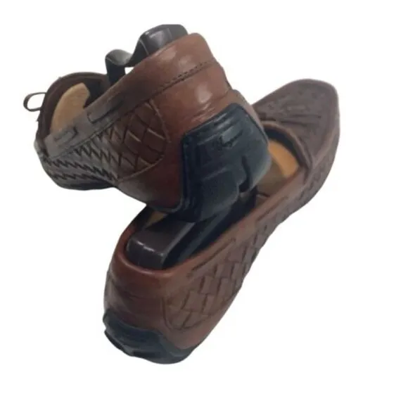 BRAGANO Men's Brown Woven Leather Slip On Driving‎ Loafer Shoes Size US 8 1/2M