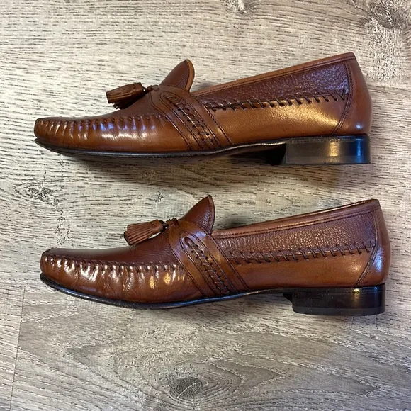 Brass Boot Loafers Shoes Tassel Mens 9 M Brown Handmade Leather India Stitching