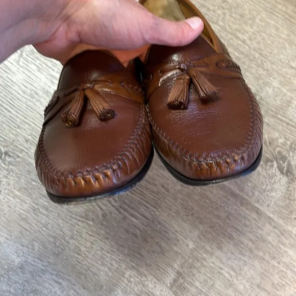 Brass Boot Loafers Shoes Tassel Mens 9 M Brown Handmade Leather India Stitching