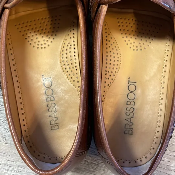 Brass Boot Loafers Shoes Tassel Mens 9 M Brown Handmade Leather India Stitching