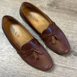 Brass Boot Loafers Shoes Tassel Mens 9 M Brown Handmade Leather India Stitching