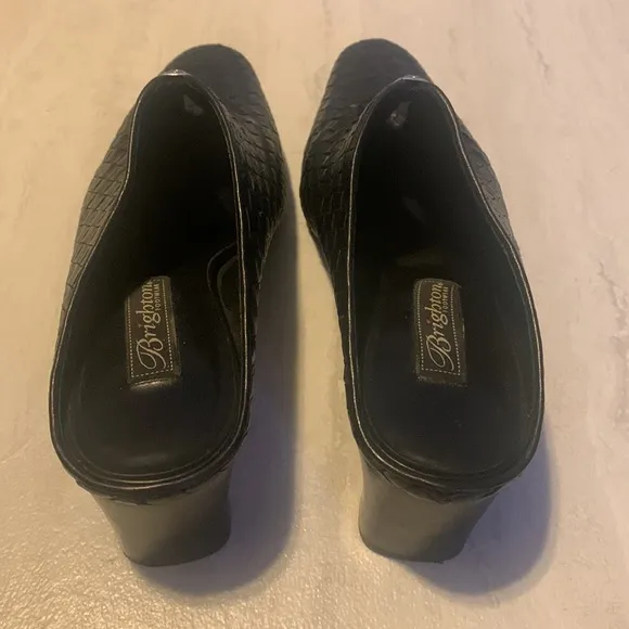 Brighton Tynan Brown Leather Basketweave Mules Slip on Shoes Size 9.5M