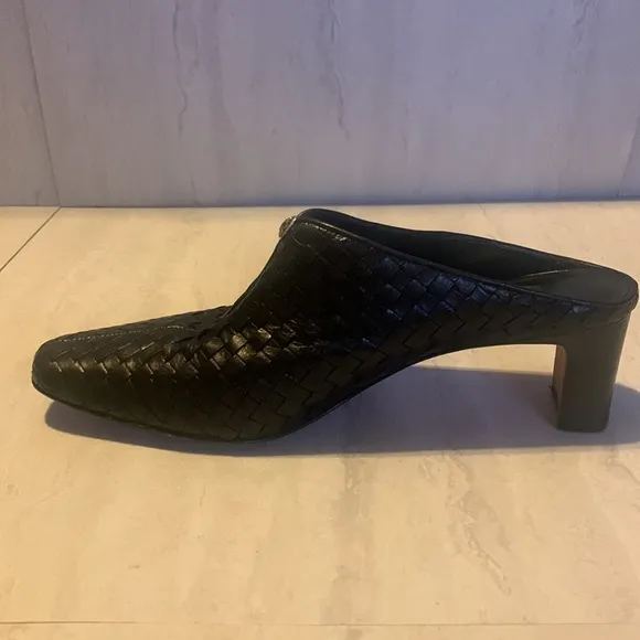 Brighton Tynan Brown Leather Basketweave Mules Slip on Shoes Size 9.5M