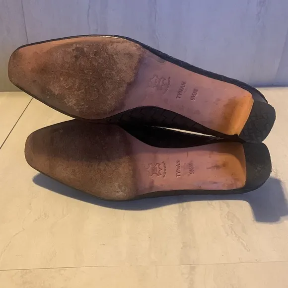 Brighton Tynan Brown Leather Basketweave Mules Slip on Shoes Size 9.5M
