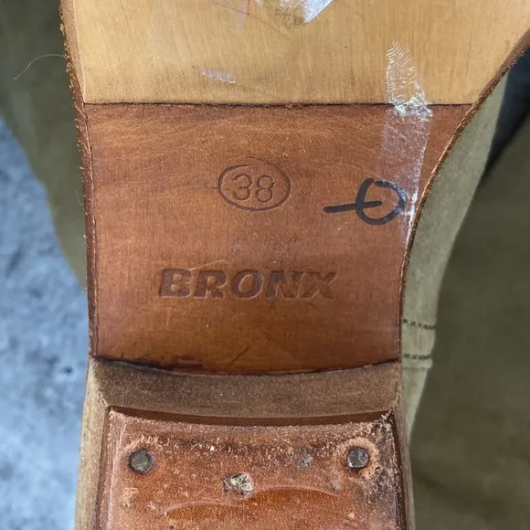 Bronx Light Tan Tall Suede Flat Small Stacked Heel Boots