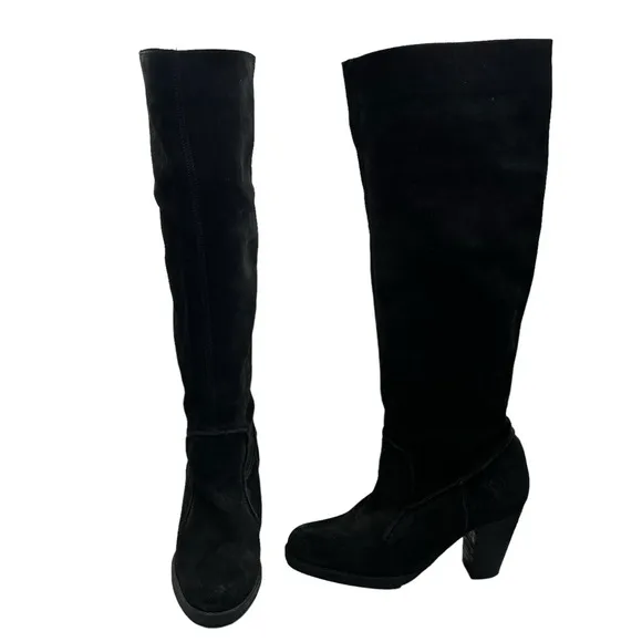 BRONX Yannik Tall Black Suede Boots 38 / 7.5