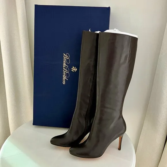 Brooks Brothers Tall Brown leather Womens high heel boots SZ 9.5 M