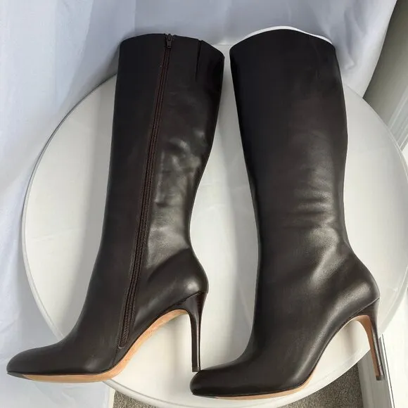 Brooks Brothers Tall Brown leather Womens high heel boots SZ 9.5 M