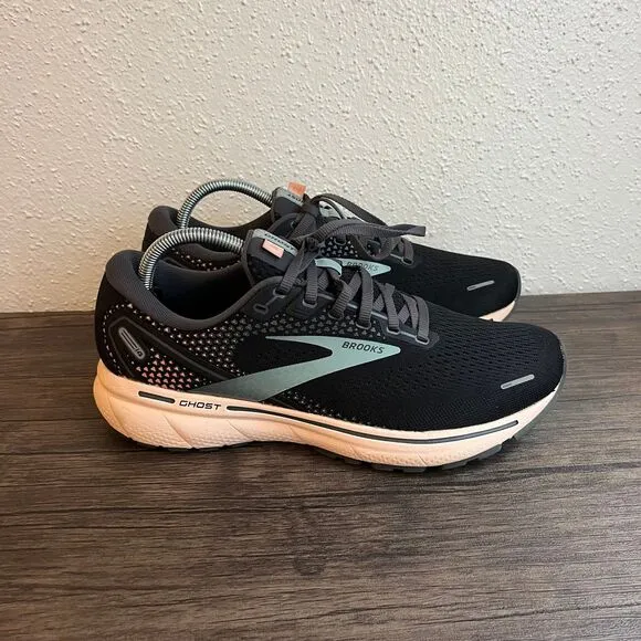 Brooks Ghost 14 Black Pearl Peach Athletic Running Shoes Womens Size 10.5‎ US