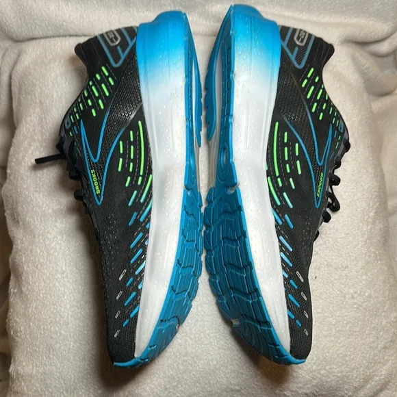 Brooks Glycerin GTS 20 Athletic Running Shoes Mens 14 Black Blue Green Low Top