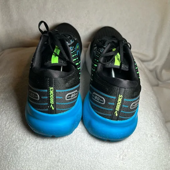 Brooks Glycerin GTS 20 Athletic Running Shoes Mens 14 Black Blue Green Low Top