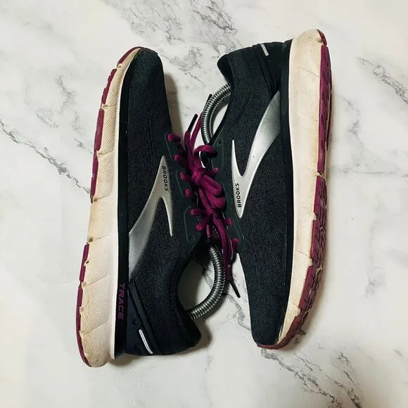 Brooks Trace 1 Running Shoes Womens 9 Black Purple Athletic Sneaker 1203511B021