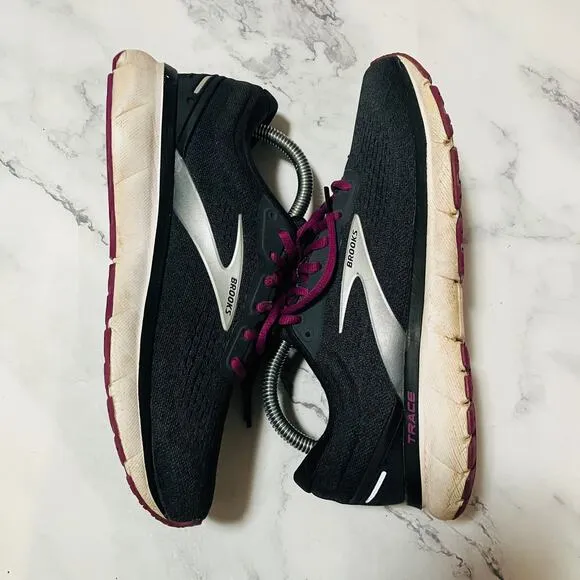Brooks Trace 1 Running Shoes Womens 9 Black Purple Athletic Sneaker 1203511B021