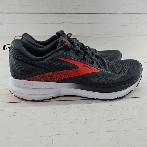 Brooks Trace 3 Running Shoes Ebony Gray Red Mens Size 11 D Athletic Sneakers‎