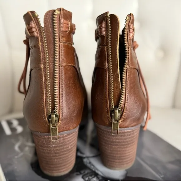 Brown cognac Strappy Women's Ankle Booties