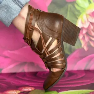 Brown cognac Strappy Women's Ankle Booties
