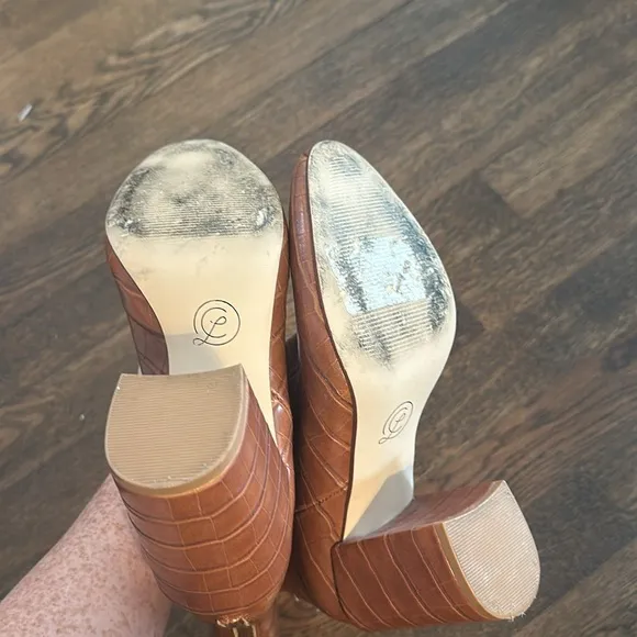 Brown Croc-Embossed Ankle Boots