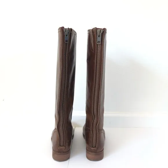 Brown knee high ridding boots women’s size 8 Frye Jolie back zip leather tall