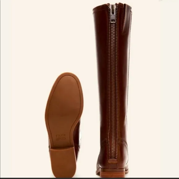 Brown knee high ridding boots women’s size 8 Frye Jolie back zip leather tall